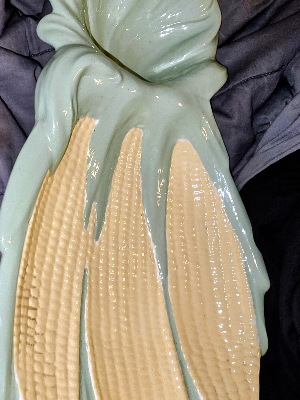 Retro Ceramic Corn on the Cob Serving Platter - Mint Green & Cream